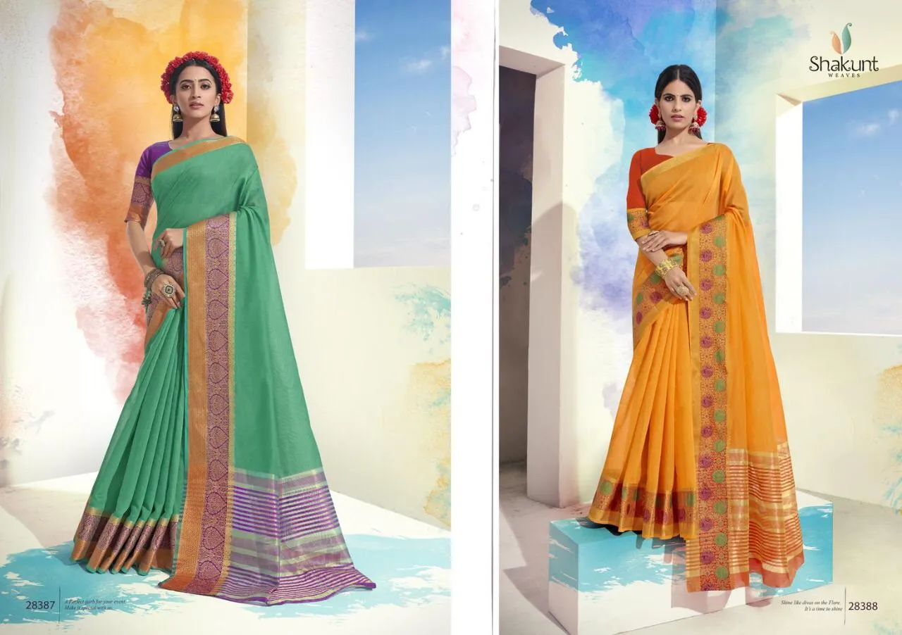 Shakunt  Sarees Presents Indumati Cotton Weaving Fancy Designer Sarees