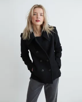 Short Double Breasted Peacoat - Navy