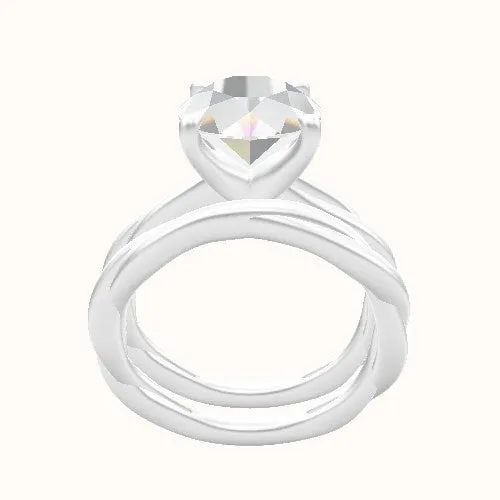 Solitaire Rope Engagement Ring With Four Prong Head and Matching Band