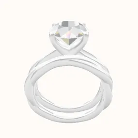 Solitaire Rope Engagement Ring With Four Prong Head and Matching Band