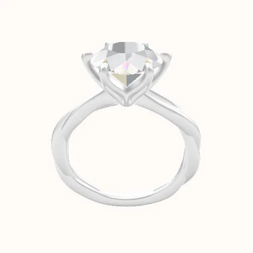 Solitaire Rope Engagement Ring With Petal Six Prong Head