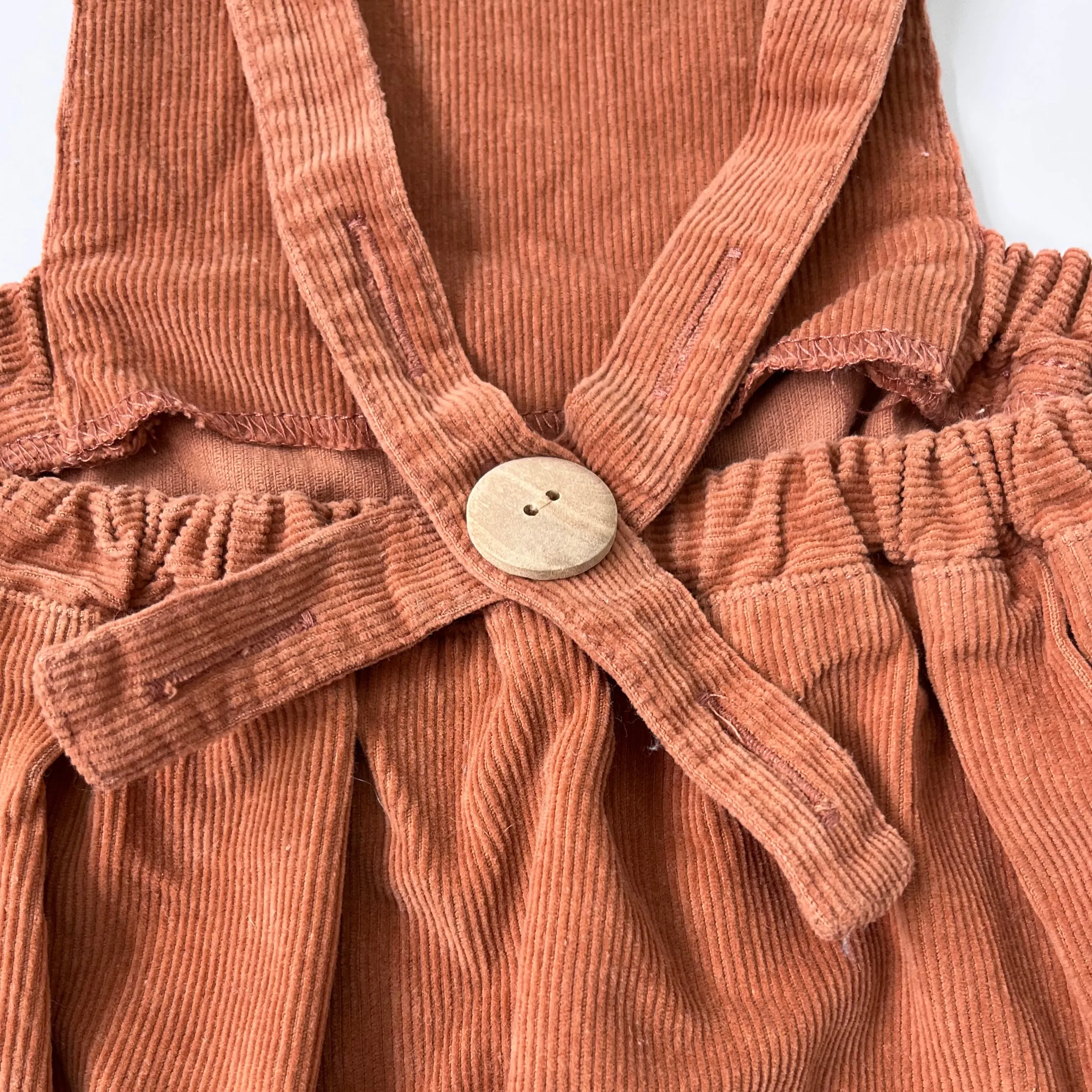 Soor Ploom Apricot Cord Romper: 4-5 Years