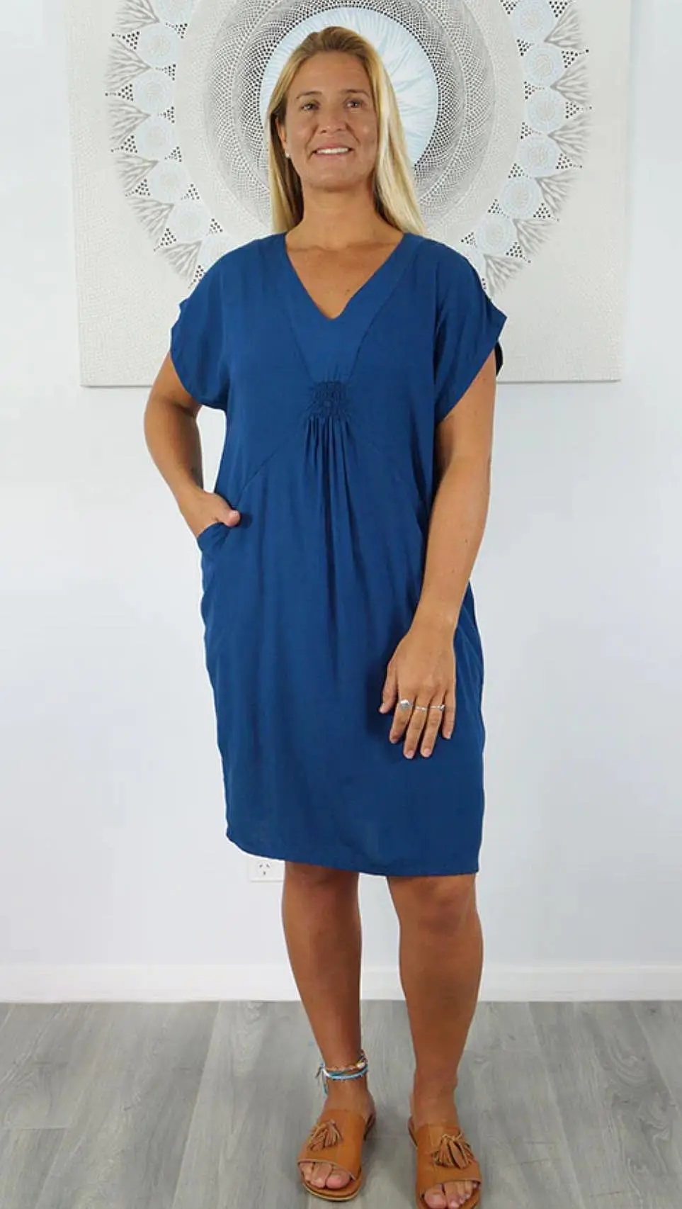 SUNDRENCHED PLAIN INDIGO CRUISER DRESS