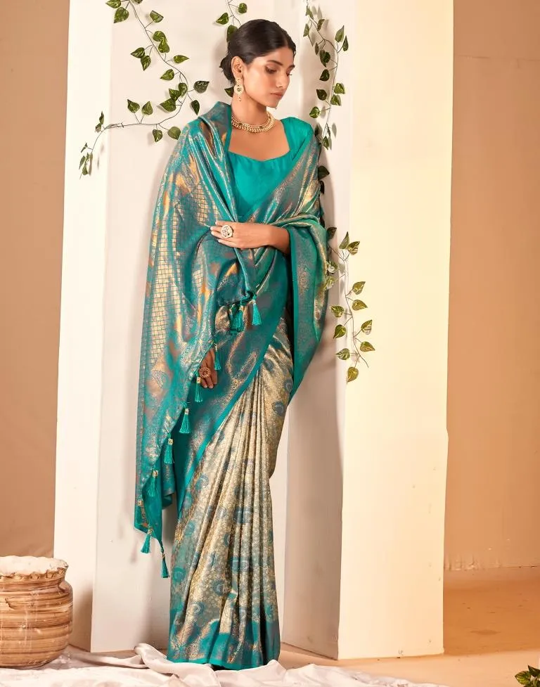 Teal  Silk Woven Sarees