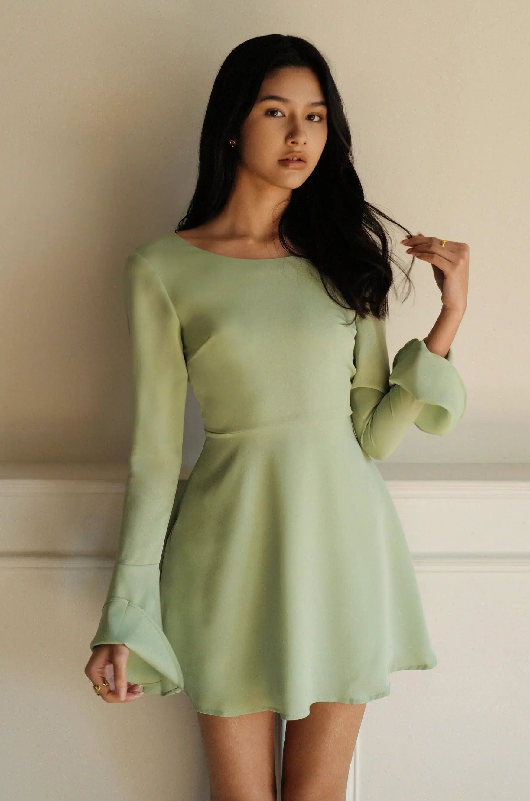 The after party chiffon dress in green