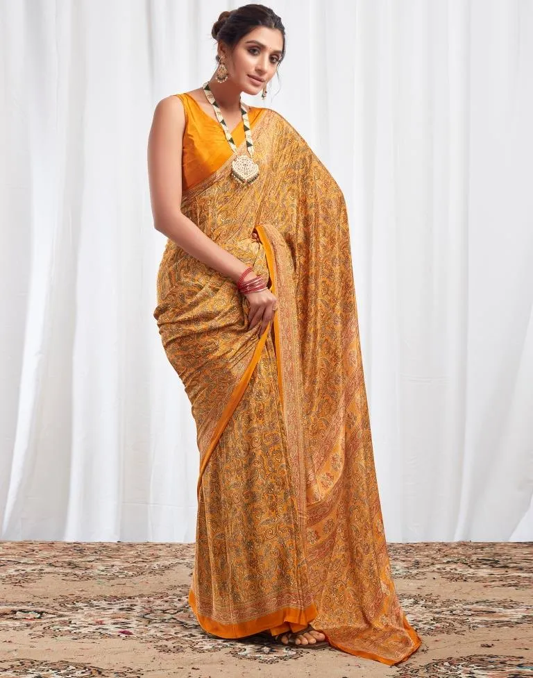 Turmeric Silk Printed Sarees