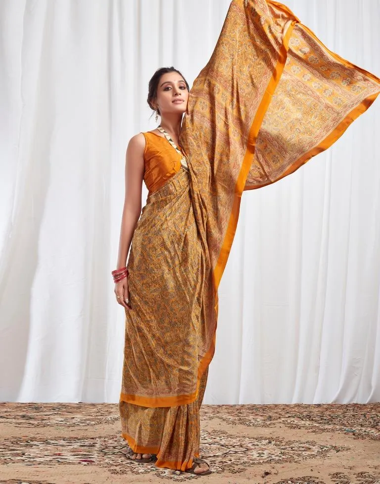 Turmeric Silk Printed Sarees