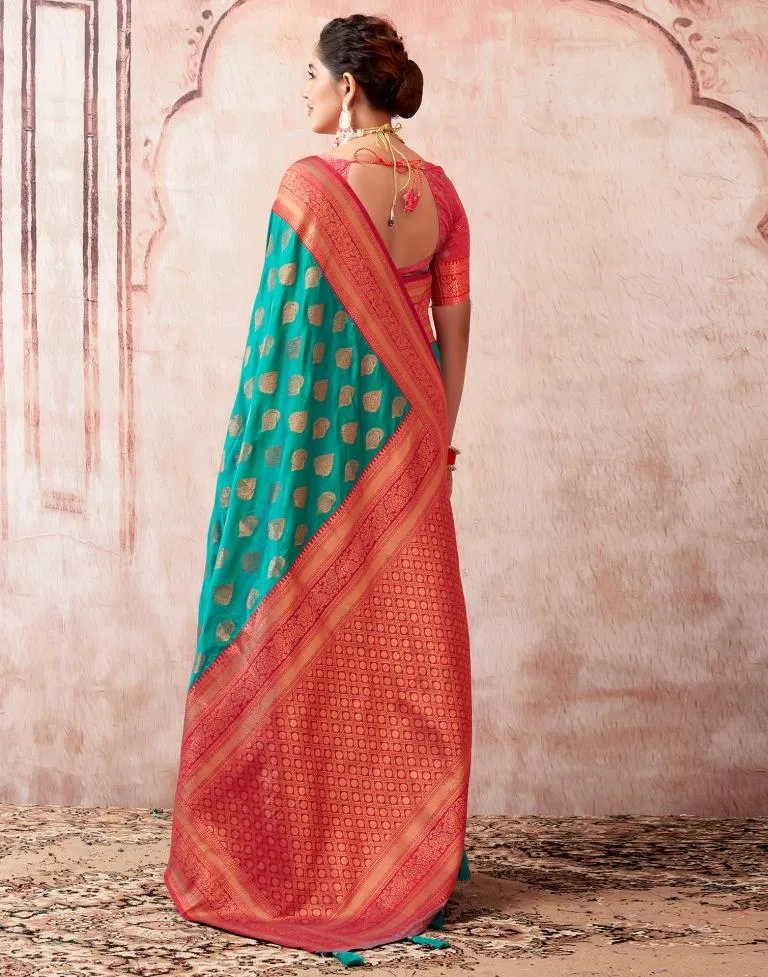 Turquoise Silk Plain Sarees