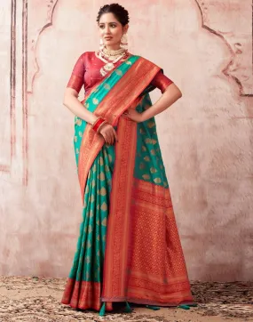 Turquoise Silk Plain Sarees