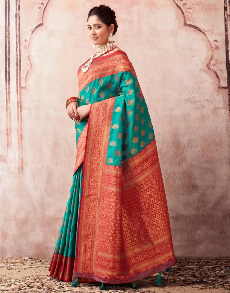 Turquoise Silk Plain Sarees