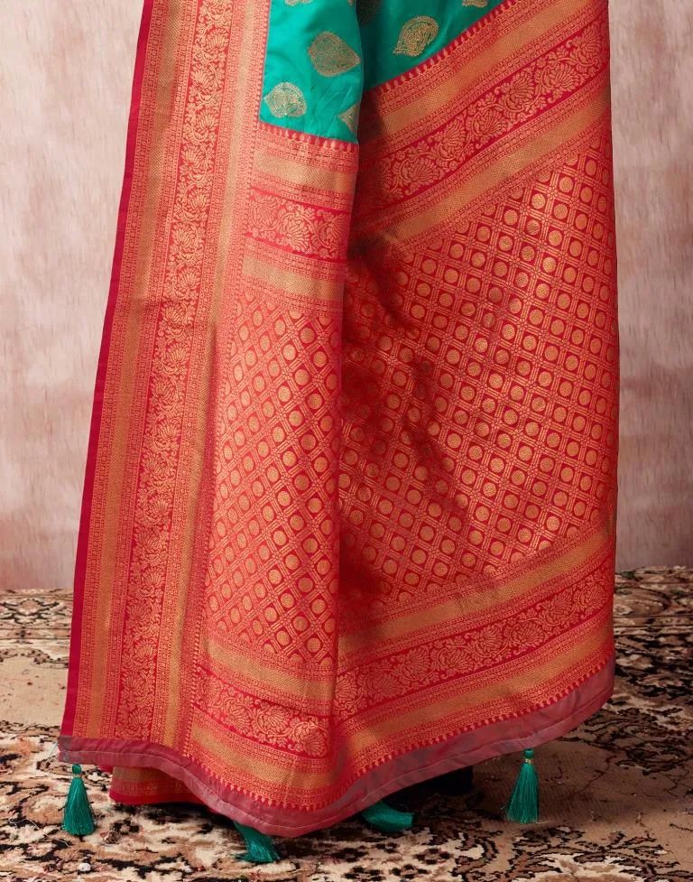 Turquoise Silk Plain Sarees