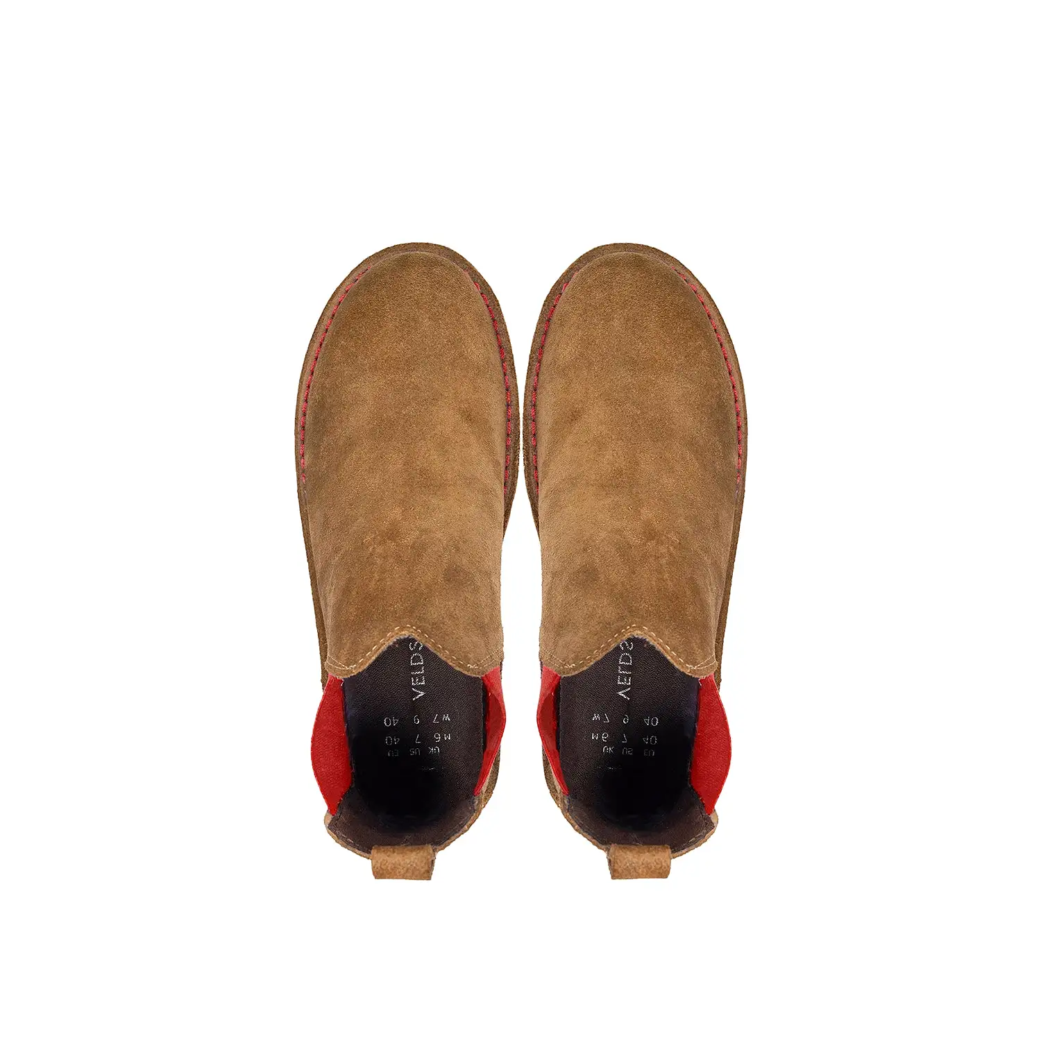 VELDSKOEN CHELSEA BOOT PINOTAGE (RED SOLE)