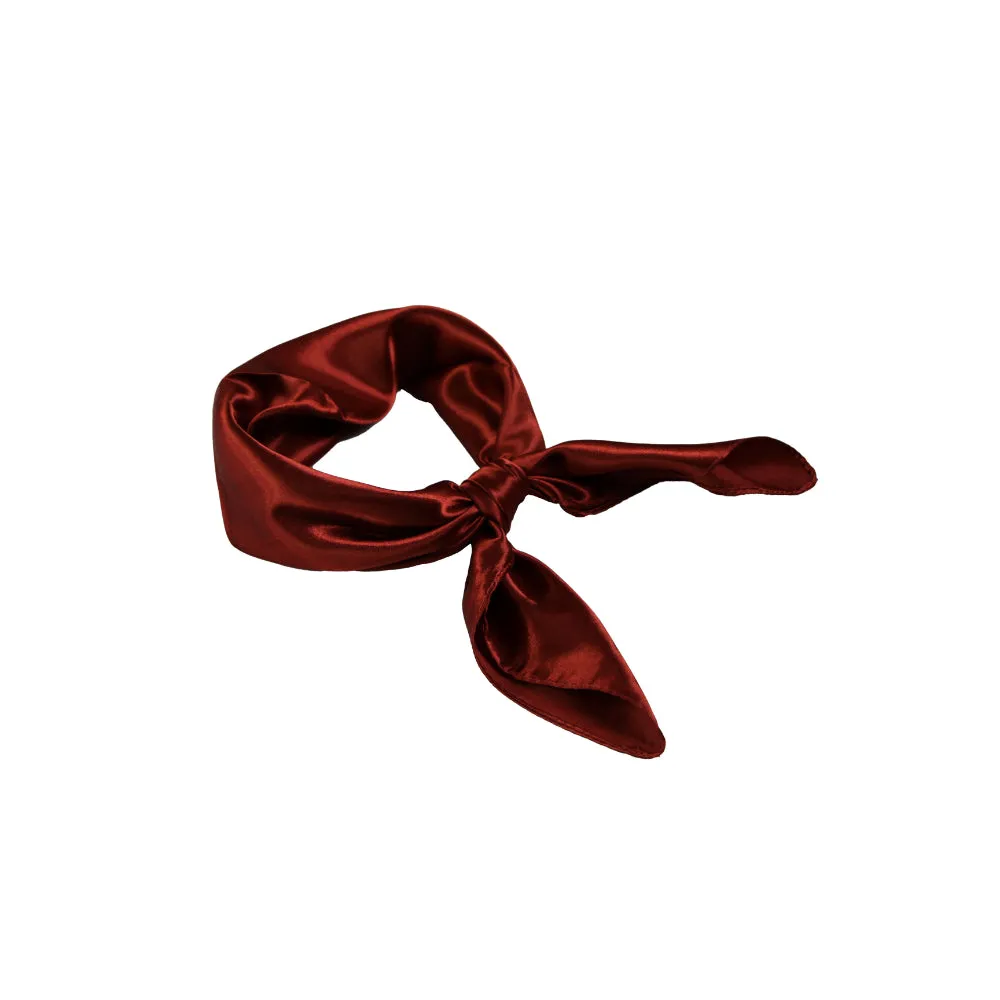 Womens Burnt Red Silk Feel Plain Soft Neck Scarf