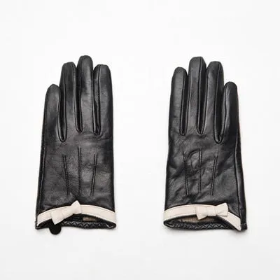 Women's Fashion Winter Warm Genuine Goatskin Wool Lining Soft Gloves