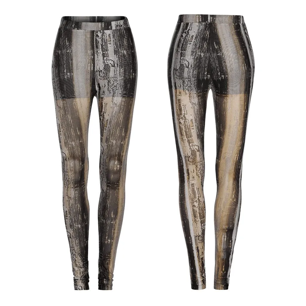 Women's Grunge Tie-dyed Mesh Leggings