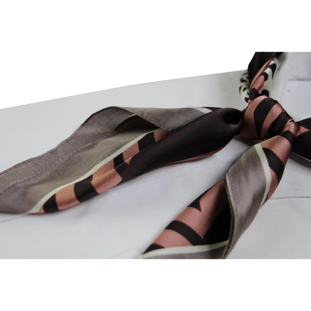 Womens Pink Stripe Animal Print Silk Feel Soft Neck Scarf