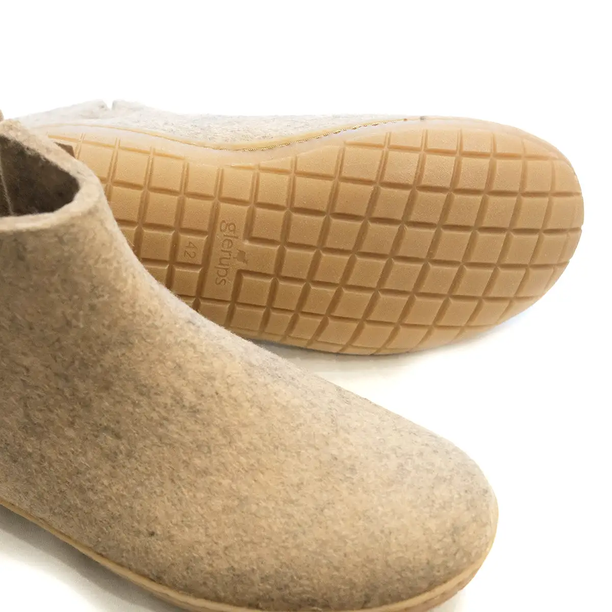 Wool Boot with Natural Rubber Sole - Sand