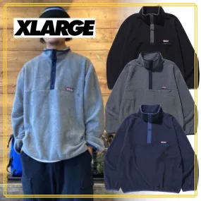 X-Large  |Unisex Street Style Plain Shearling Logo Tops