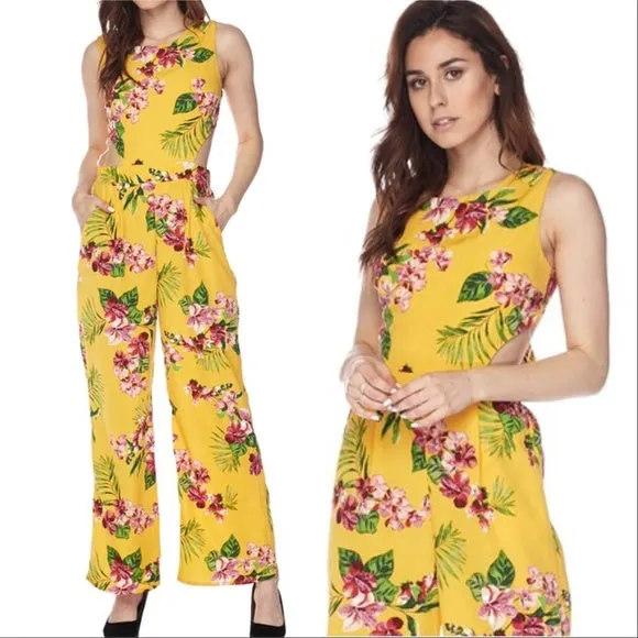 Yellow Floral Print Jumpsuit